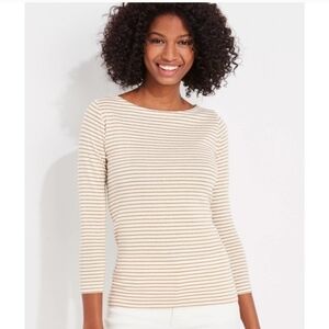 Vineyard Vines Gold Metallic Striped Top Size Small Pima Cotton Blend
